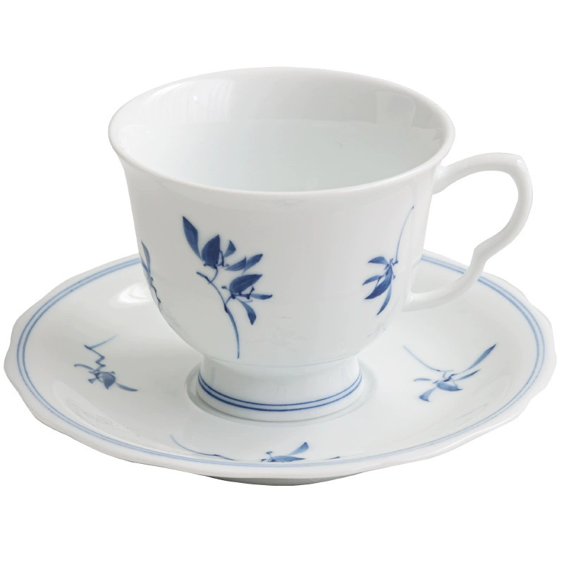 Coffee ceramic capacious tea cup, hand painting, orchid