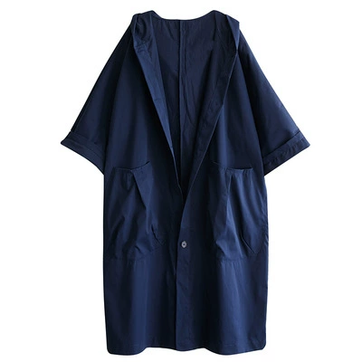 Длинный плащ с капюшоном, Oversize макси-жакет, Осень отдыха, один размер