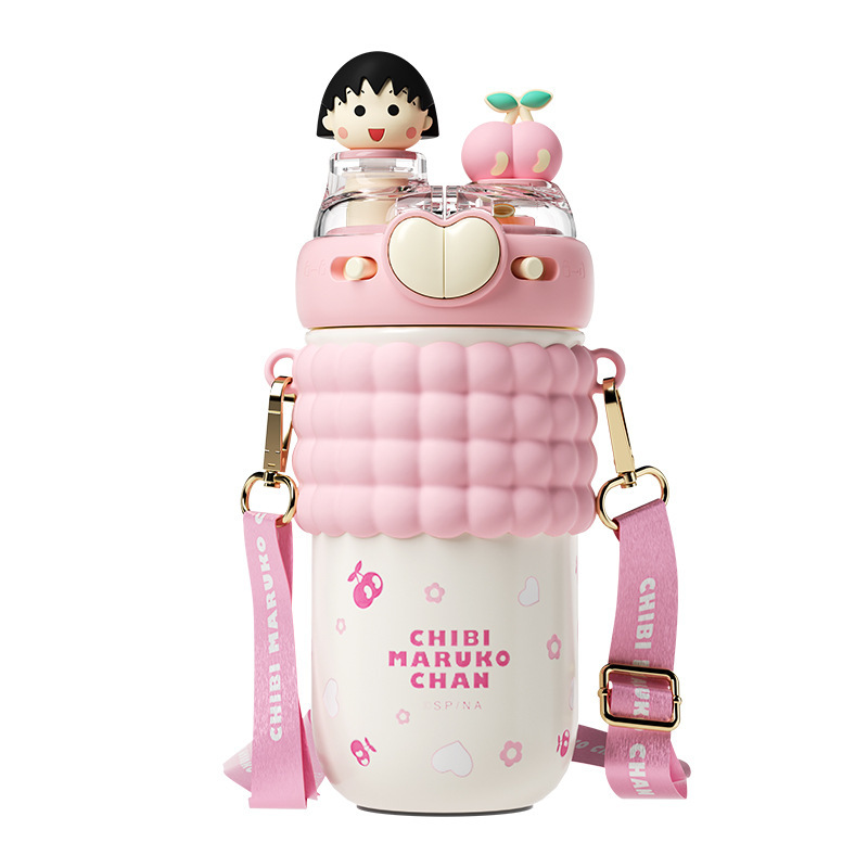 ディズニー子供保温カップ女の子小学生通学専用316食品級ダブルドリンクカップストロー付き水筒|undefined
