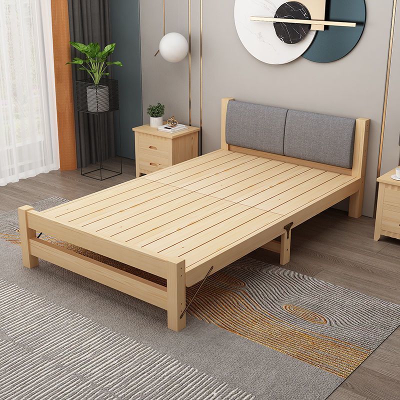 Cama de madera sólida de 1,2 m moderna simple de 1,5 m cama individual cama doble económica de 0,8 m cama plegable con respaldo suave