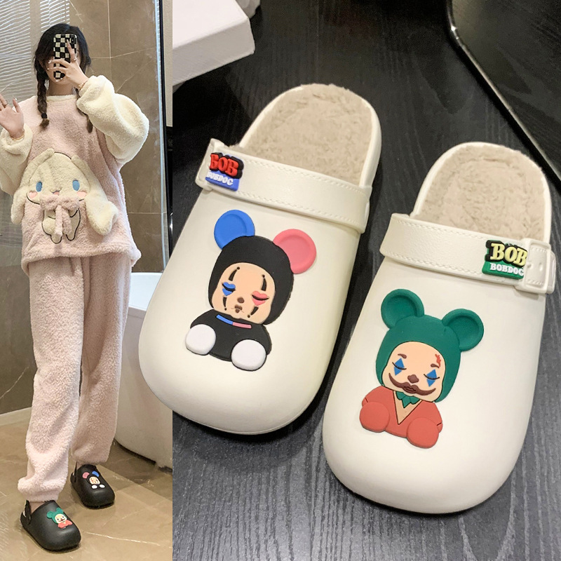 Baotou half slippers for women with velv...