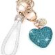 Cross-Border Clay Full Diamond Heart Diamond Leather Rope Keychain Peach Heart Car Key Chain Bag Accessories Pendant Gift