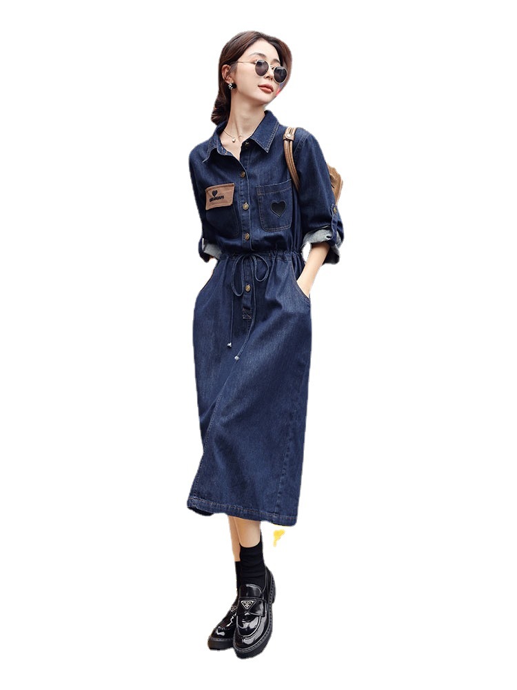 D8115 850K VÁY ĐẦM LIỀN THÂN NỮ SHETDCL MÙA XUÂN THU ĐÔNG THỜI TRANG NỮ JEAN BÒ G03 SẢN PHẨM MỚI