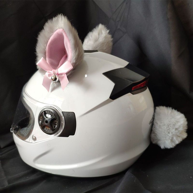 Auto Parts and Accessories – Motuoche Car Female Rider Plush - gray-pink-inside-cat-ears-pair-with-bells-tail