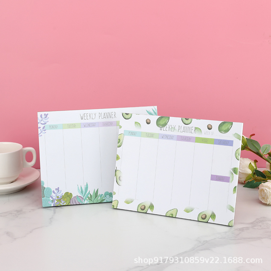 두꺼운 뒷면 주간 계획 보드 종이 노트 찢을 수 있는 52매 사무실 일정 메모장 플래너