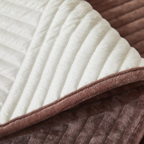 冬季新款毛绒几何条纹绗缝沙发垫现代简约防滑沙发坐垫巾批发