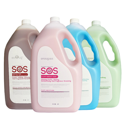 Euno SOS Shower Gel 4L Large Bucket Pet Shampoo for Dogs and Cats, Softening and Fluffy for White Fur