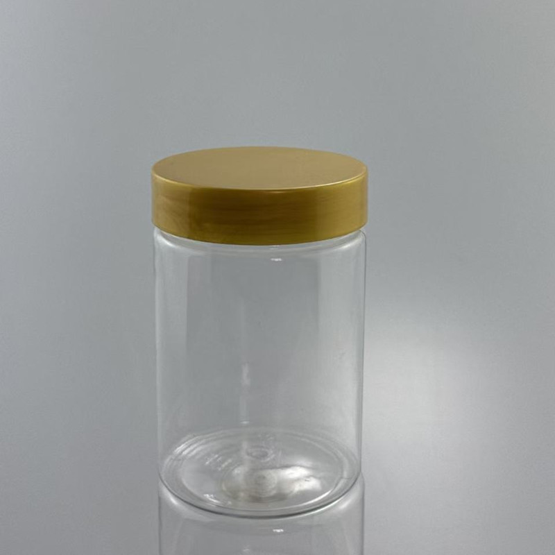 250ml botella de plástico pet aluminio cubierta botella de caramelo transparente botella de plástico recta botella de embalaje de botella de plástico recta botella de botella