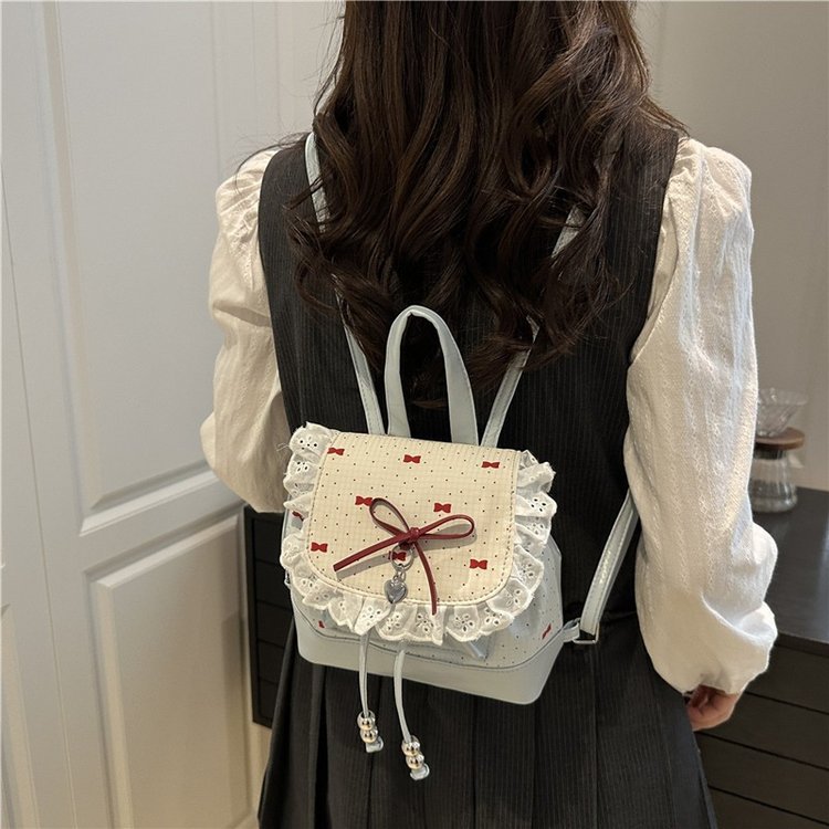 Damenrucksack Klein Mit Trendiger Schleife Und Spitze Modern_voghion.com