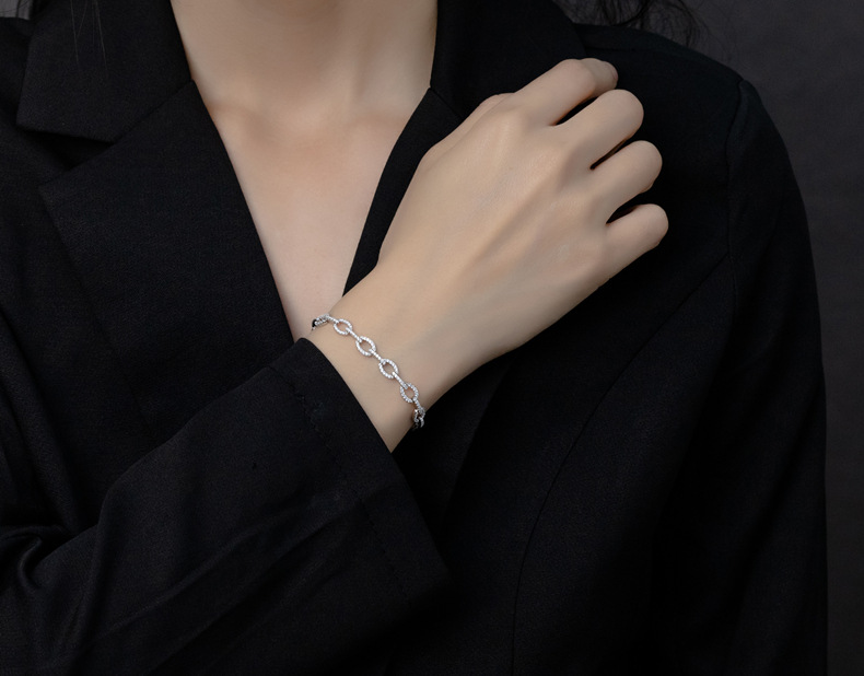 Geometric, Solid Color Pattern Unisex Gender Inlay Design 925 Sterling Silver Bracelets Basic Modern Style Classic Style