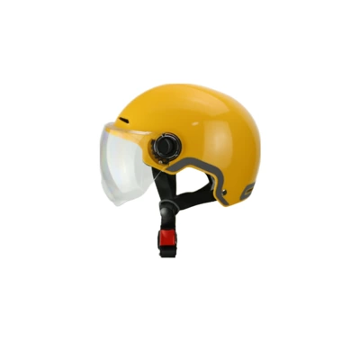Electric Vehicle Helmet for All Seasons, Customized Logo Advertising, New National Standard 3C Certified Motorcycle Safety Helmet (Motosiklet kaskı (dəbilqə)) - 3c-transparent-short-lens-yellow-l
