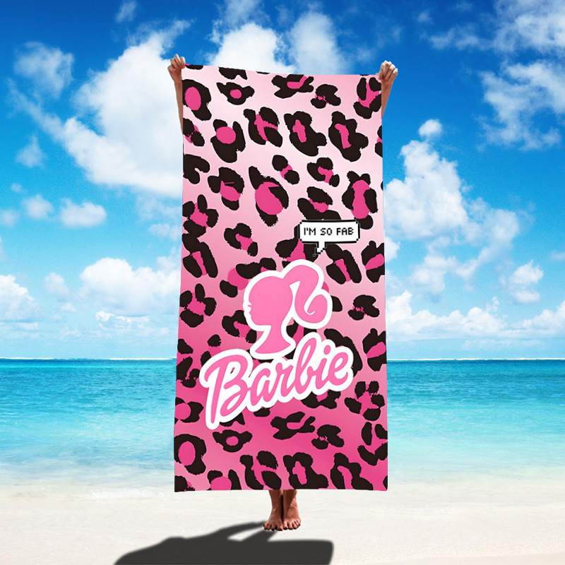 Cross-Border Cartoon Barbie Movie Customized Beach Towel Double-Sided Velvet Printed Quick-Drying Swimming Bath Towel