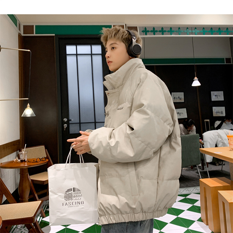 Leather Cotton-padded Jacket Men's Winter Metal Aircraft Buckle American Cotton-padded Jacket Thickened Warm Loose Bread Clothes Cotton_voghion.com