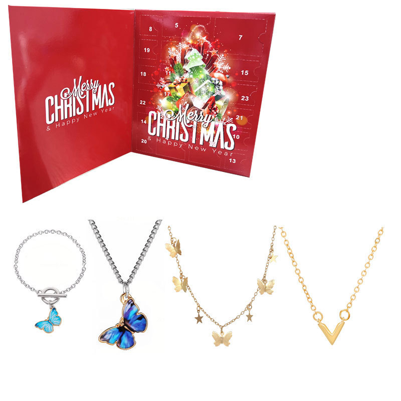 Weihnachten schmuck geschenk countdown-kalender advent halskette blind box ohrringe ohrringe armband geschenk box blind box_voghion.com