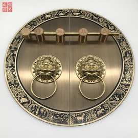 仿古大门门栓铜拉手圆形黄铜门锁实木中式老式栓门环木门明插销