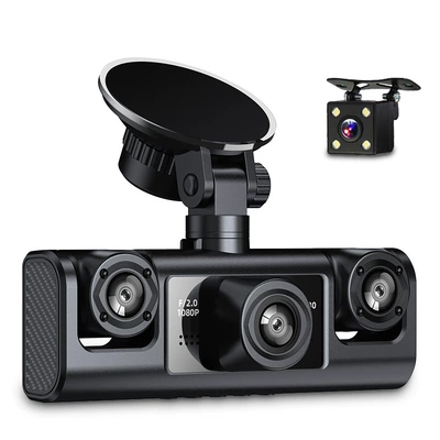 New cross-border four-lens dashcam with four-record capability, high-definition mobile phone connectivity, and car panoramic reversing image (Driving recorder) - 4-recordings-without-wifi