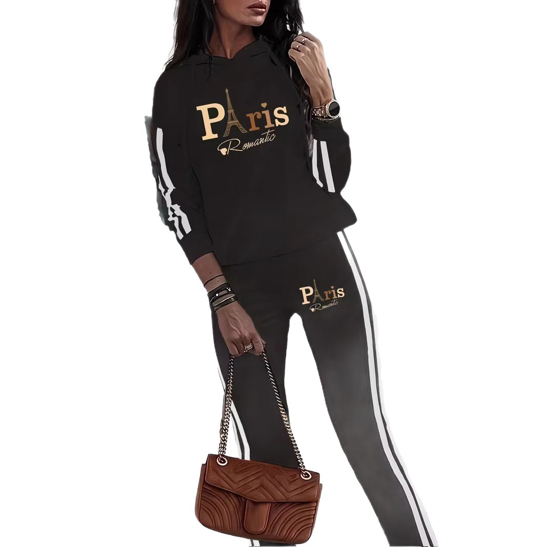 Women's Clothing Women's Spring Autumn Drop Shoulder Casual Printed Two Piece Set Jogger Suit Fashion For Formal & Casual_voghion.com