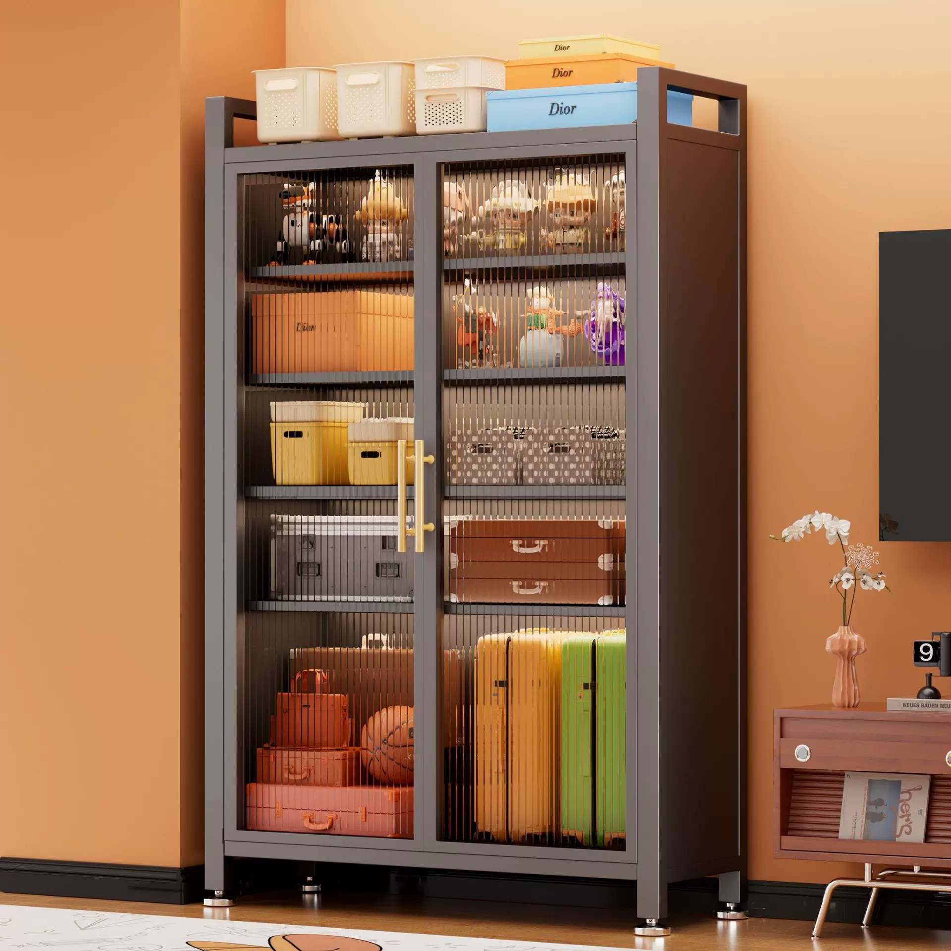 餐边柜靠墙一体储物柜碳钢厨房橱柜咖啡机摆放台组装家用碗柜餐柜