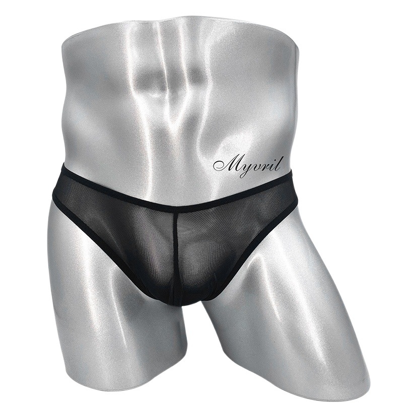 New rubber hip double thong men's U convex sexy underwear transparent hip mesh low waist fashion 8872