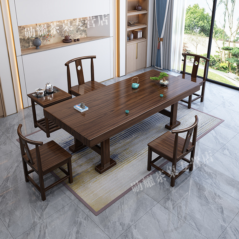 Nueva mesa de té china de madera sólida, mesa de té y silla, nueva mesa de té de oficina doméstica integral, mesa de té de kung fu