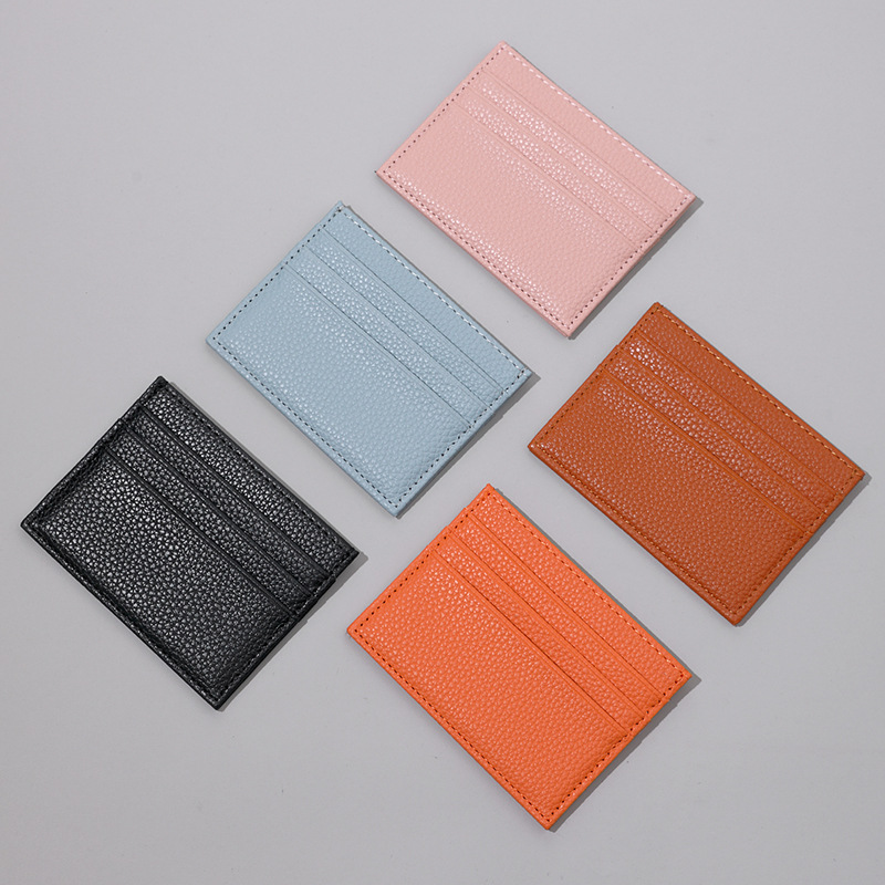 Bolsa de tarjeta de cuero de cepillo anti-desmagnetización de punto transfronterizo, bolsa de tarjeta RFID de gran capacidad de posición de tarjeta múltiple portátil creativa de cuero de la pu