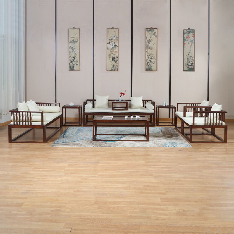 新中式沙发现代中式办公沙发禅意茶室实木沙发白蜡木家具接待洽谈