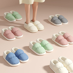 踩屎感棉拖鞋男冬季包跟外穿加絨居家居室內厚底防水月子棉拖鞋女