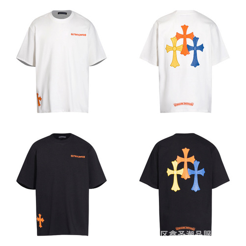 Chrome Heart 24 New Arrival Summer Trendy Brand Short-Sleeved T-Shirt—European and American Street Style Men's and Women's Half-Sleeve T-Shirt Collection