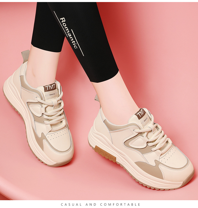 Genuine Leather Retro Fashion Casual Sneakers Women, 2025 Spring And Autumn New Thick-soled Versatile White Shoes For_vogvips.com