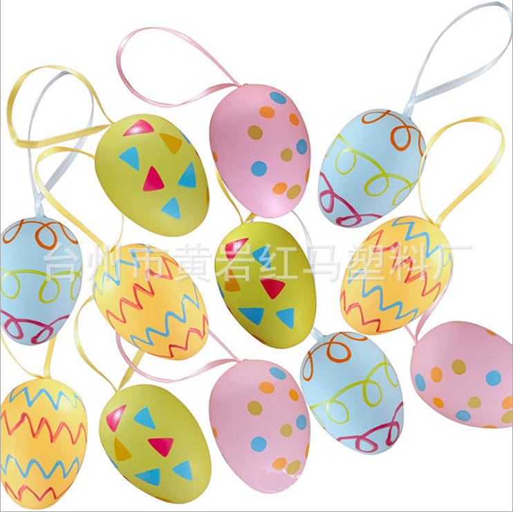 6cm huevo de Pascua punto huevo plástico huevo vacaciones decoraciones simulación huevo blanco molde colgante
