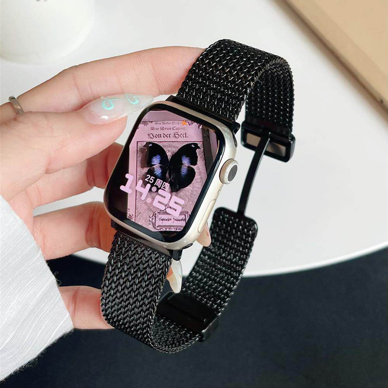Black - wheat ear wide 22mm [magnetic clasp] / Single watch strap [no accessories]