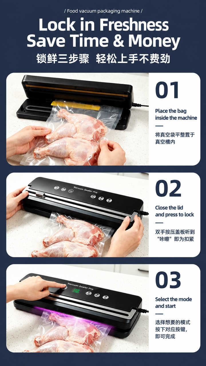 Vacuum sealing machine food preservation lock fresh design