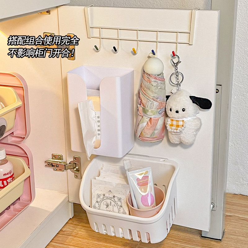 寮の主なキャビネットの収納ケースの両面に学生寮の好物の本とお菓子の大容量の物置棚をフックします。|undefined