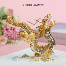 金属珐琅彩手工艺品家居办公桌前台龙年装饰品乔迁新年礼品龙摆件