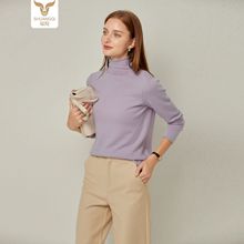 鄂尔多斯市厂家直供秋冬款100山羊绒毛衣女套头打底衫纯色毛衣女