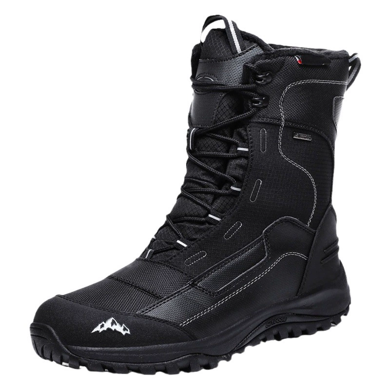 Зимние уличные Северо-восточные зимние сапоги, мужские утолщенные непромокаемые Нескользящие теплые флисовые ботинки больших размеров для альпинизма, холодостойкая Лыжная обувь на хлопковой подкладке