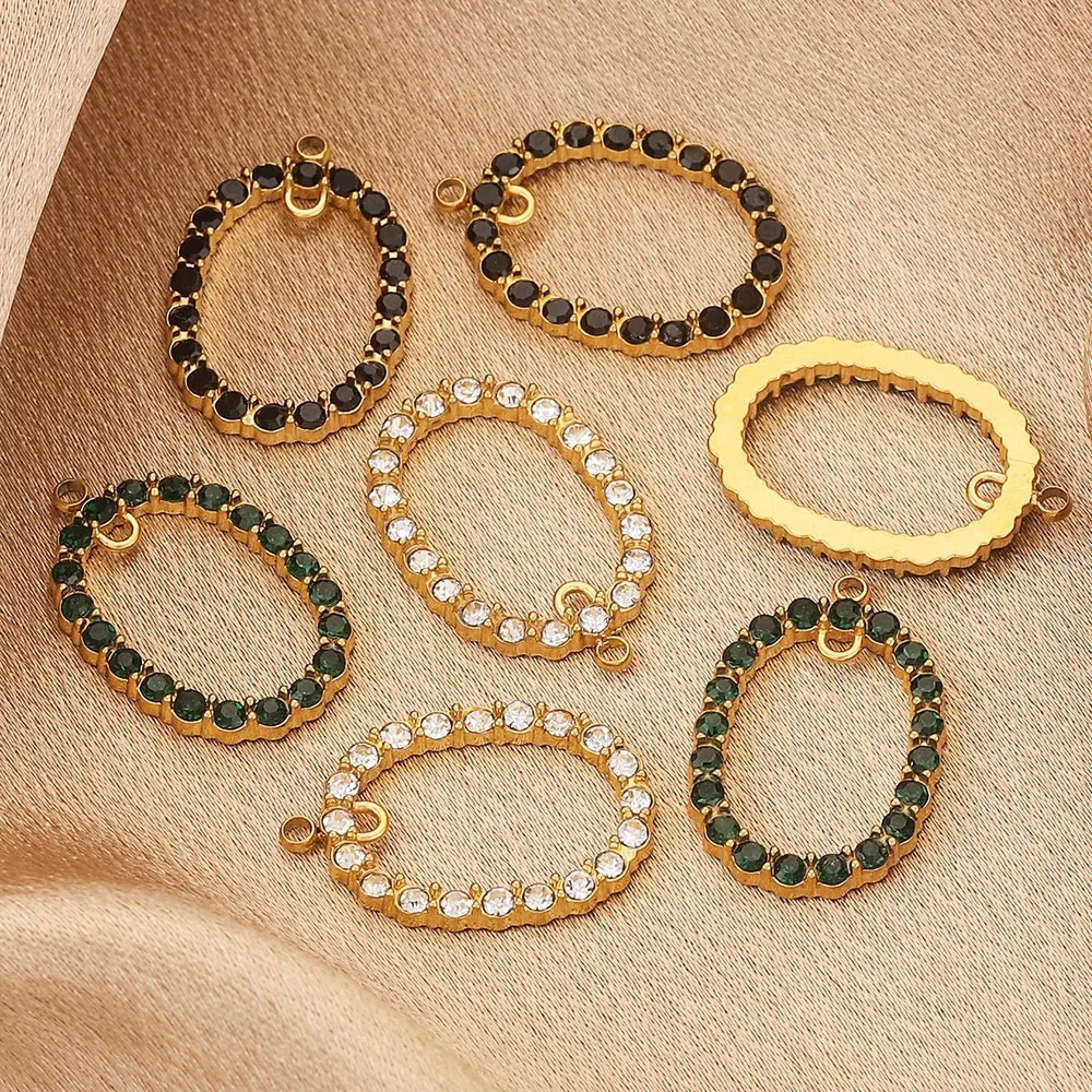 Acero inoxidable elíptico full taladro cristal fundición colgante DIY accesorios collar al por mayor