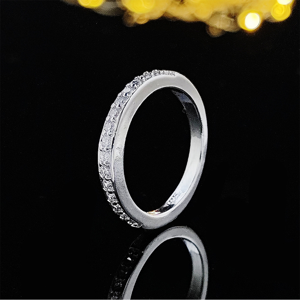 Fashion Heart Shape Sterling Silver Inlay Artificial Diamond Rings 1 Piece