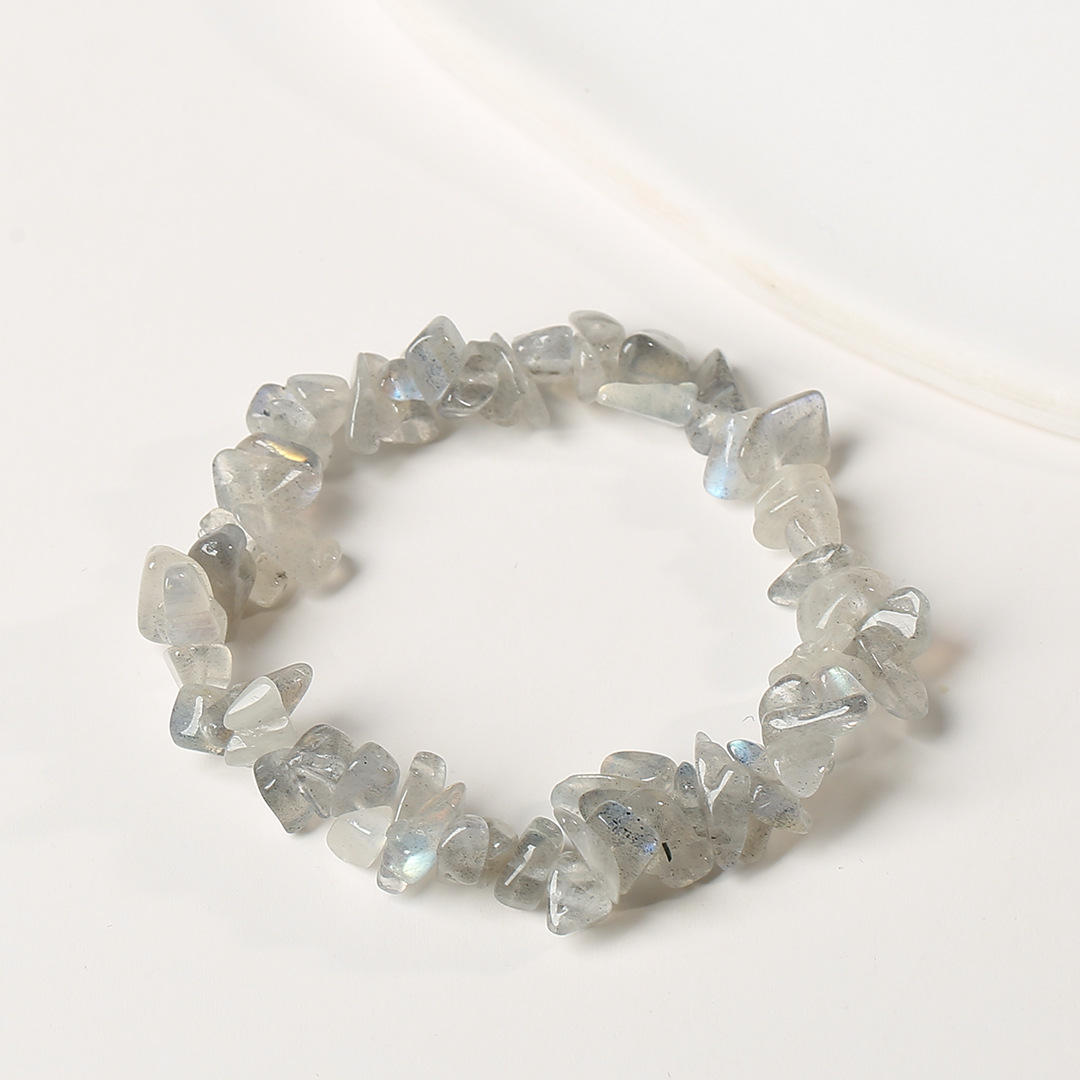 Pulsera de anillo único de piedra de cuartil natural irregular pulsera de cuerda elástica de piedra original estilo fresco simple y versátil