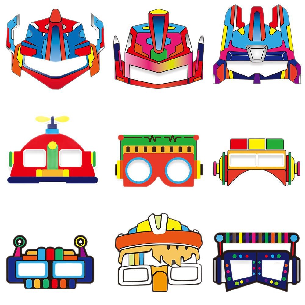 9 unids/set Amazon nuevo robot gafas de papel de cumpleaños de los niños suministros de decoración de la fiesta de dibujos animados gafas marco