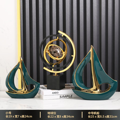 Modern Luxury Sailboat Smooth Sail Decoration High-end Wine Cabinet Office TV Cabinet Home Ceramic Decorations 