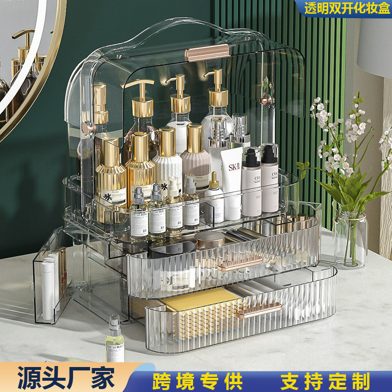 Bathroom Skin Care Storage Box Bathroom Desktop Transparent Storage and Arrangement Box Dormitory Lipstick Cosmetic Storage Rack