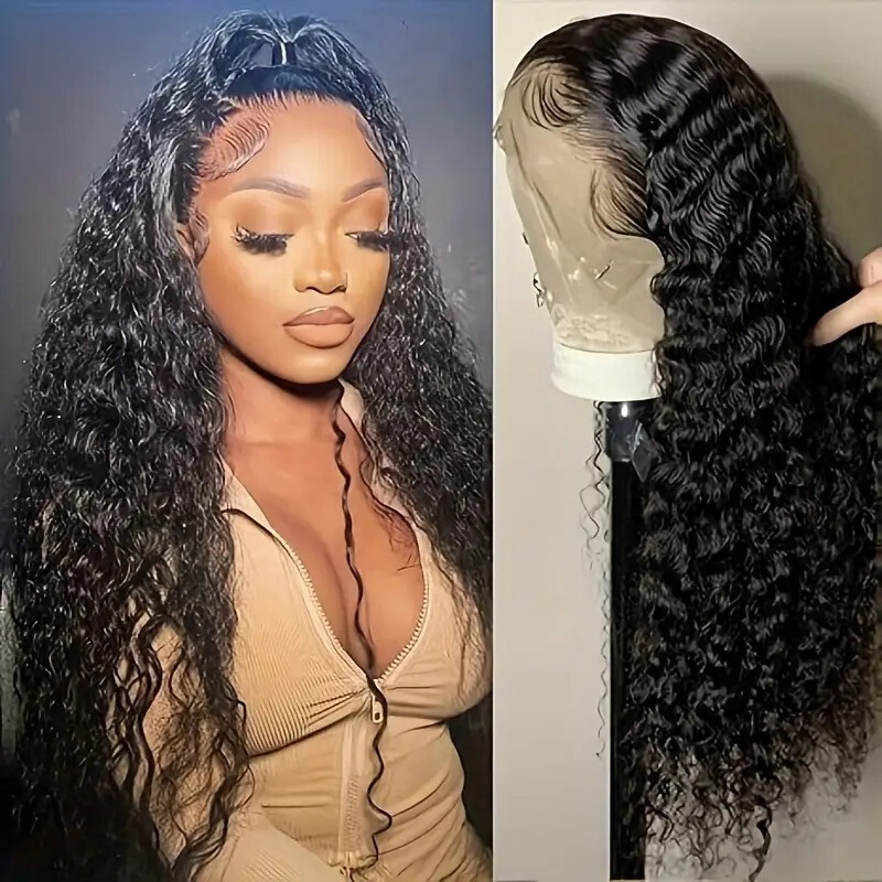 40inch Small Curly Lace Front Wig Full Head African Curly Wig High-Temperature Synthetic Long Curly Wig