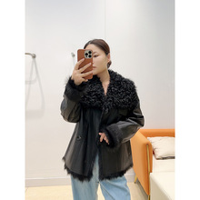 2025进口羊皮毛一体外套女款真皮口袋百搭修身时尚高级奢华大气潮