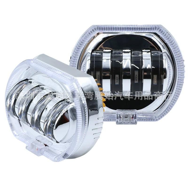 Мотоцикл прожектор 4 световых бусин белый желтый двухцветный 2.5-дюймовый ангел глаз дьявола 100MM квадратный 12V-80V рассеивание тепла