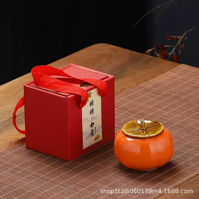 Persimmon Ruyi Persimmon Jar Свадебная банка для конфет Керамическая герметичная банка для хранения конфет Креативная банка для чая Упаковочная банка Meishu
