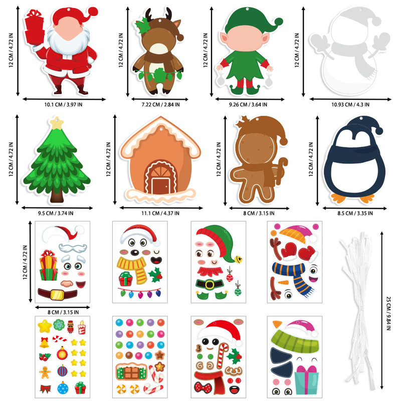 2025 新しいホット販売子供の漫画の装飾品クリスマス DIY カードステッカークリスマスツリーの装飾クリスマスギフトセット|undefined
