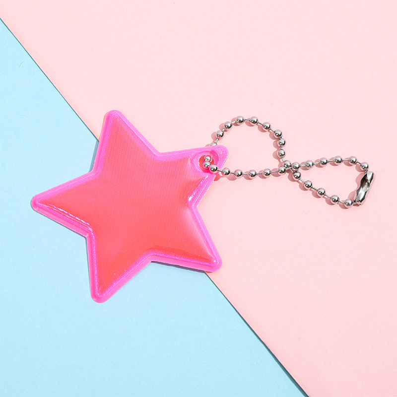 Llavero Colgante Reflectante de Estrella de PVC para Mochila Escolar y Ciclismo