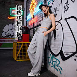 2026春季新款女装裤子华棉高腰垂感宽松松紧腰休闲显瘦运动卫裤