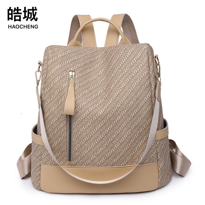 2023 nueva mochila antirrobo de cuero suave para mujer casual, mochila de viaje ligera al aire libre de todo fósforo de moda, bolso de doble uso